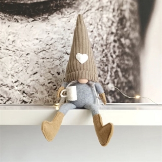 Julenisser - Mand og Kvinde - H 38 cm - Grå